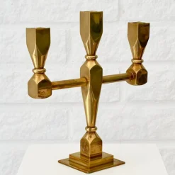 Online Pamono Modernist Brass Candelabra from Metallöjden Gusum, Sweden, 1960s