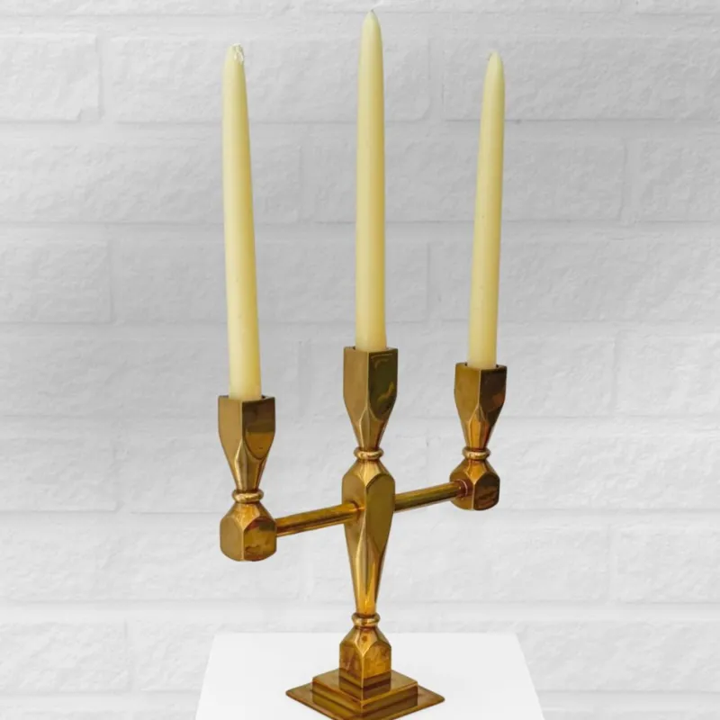 Online Pamono Modernist Brass Candelabra from Metallöjden Gusum, Sweden, 1960s