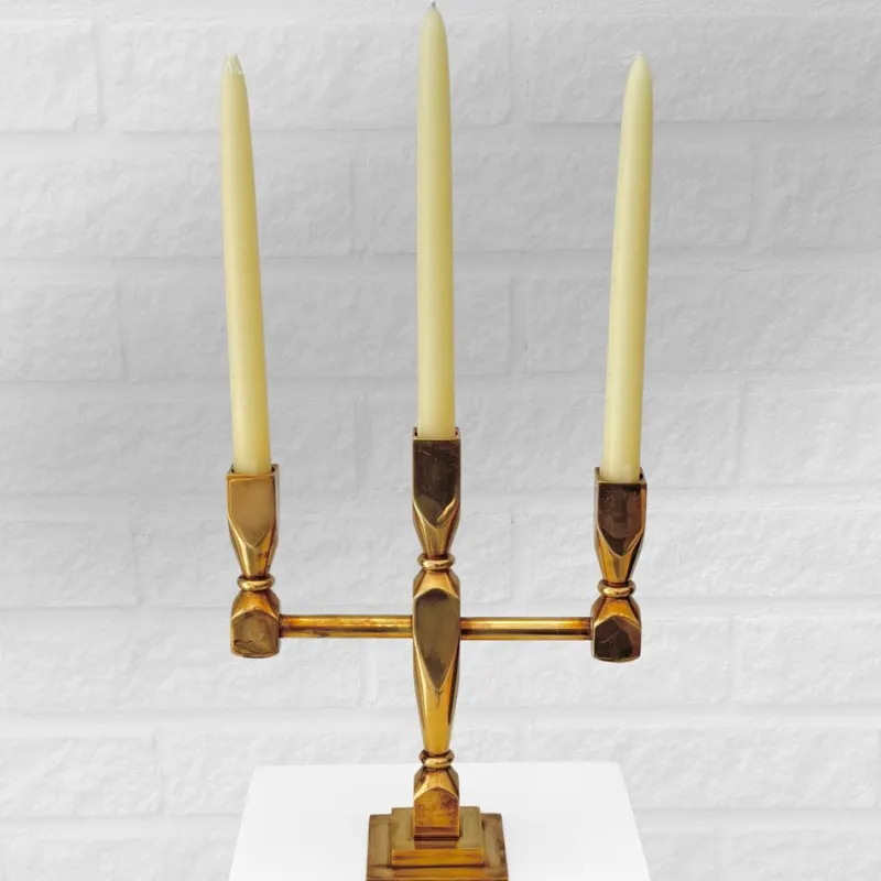 Online Pamono Modernist Brass Candelabra from Metallöjden Gusum, Sweden, 1960s