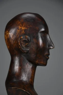 Pamono Modernist Carved Bust, Mid-20th Century, Wood> Sculpture