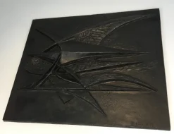 Clearance Pamono Modernist Cast Iron Fireback by G. Lecoff, 1950s