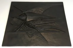 Clearance Pamono Modernist Cast Iron Fireback by G. Lecoff, 1950s