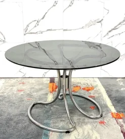 Pamono Modernist Dining Table in Steel attributed to Giotto Stoppino, 1970s><noscript><img width=