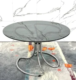 Pamono Modernist Dining Table in Steel attributed to Giotto Stoppino, 1970s><noscript><img width=