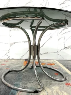 Pamono Modernist Dining Table in Steel attributed to Giotto Stoppino, 1970s><noscript><img width=