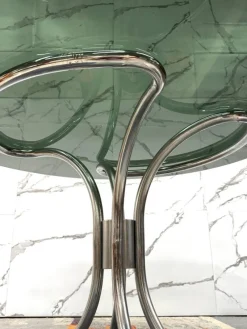 Pamono Modernist Dining Table in Steel attributed to Giotto Stoppino, 1970s><noscript><img width=