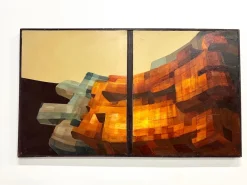 Pamono Modernist Diptych, 1970s, Oil on Canvas><noscript><img width=