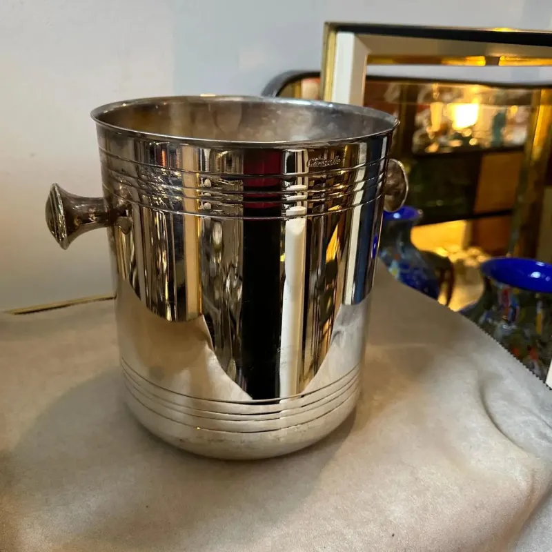 Pamono Modernist French Silver Plated Wine Cooler by Christofle, 1980s> Ice Buckets & Wine Coolers