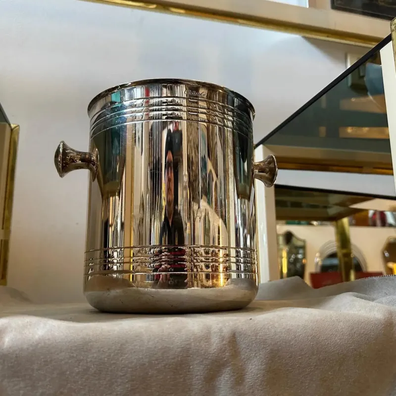 Pamono Modernist French Silver Plated Wine Cooler by Christofle, 1980s> Ice Buckets & Wine Coolers
