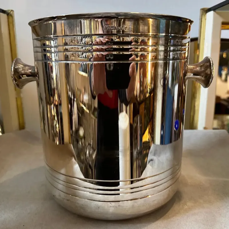Pamono Modernist French Silver Plated Wine Cooler by Christofle, 1980s> Ice Buckets & Wine Coolers