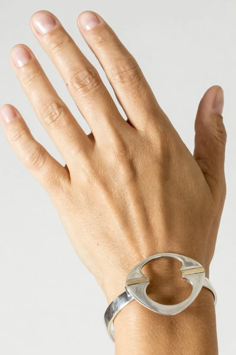 Online Pamono Modernist Gilded Silver Bangle from Horsens Sølvvarefabrik, 1960s