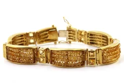 Pamono Modernist Gold Bracelet with Topazes and Quartz><noscript><img width=