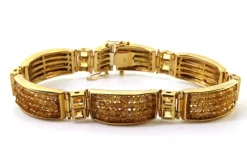 Pamono Modernist Gold Bracelet with Topazes and Quartz><noscript><img width=