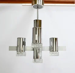 Outlet Pamono Modernist Metal Chandelier attributed to Gaetano Sciolari, Italy, 1960s