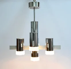 Outlet Pamono Modernist Metal Chandelier attributed to Gaetano Sciolari, Italy, 1960s