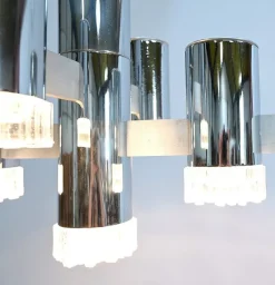 Outlet Pamono Modernist Metal Chandelier attributed to Gaetano Sciolari, Italy, 1960s