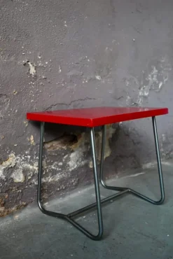 Outlet Pamono Modernist Red School Desk in Wood and Aluminum Tube by R. Gleizes, 1950s