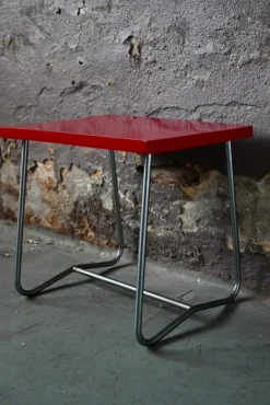 Outlet Pamono Modernist Red School Desk in Wood and Aluminum Tube by R. Gleizes, 1950s