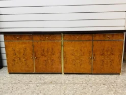 Pamono Modernist Sideboard in Radica and Gilded Metal, 1970s><noscript><img width=