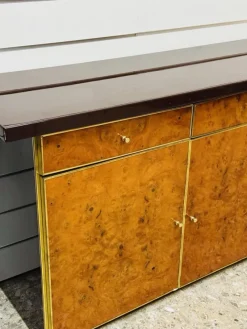 Pamono Modernist Sideboard in Radica and Gilded Metal, 1970s><noscript><img width=