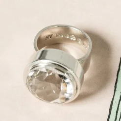 Hot Pamono Modernist Silver and Rock Crystal Ring by Anders Högberg, 1972