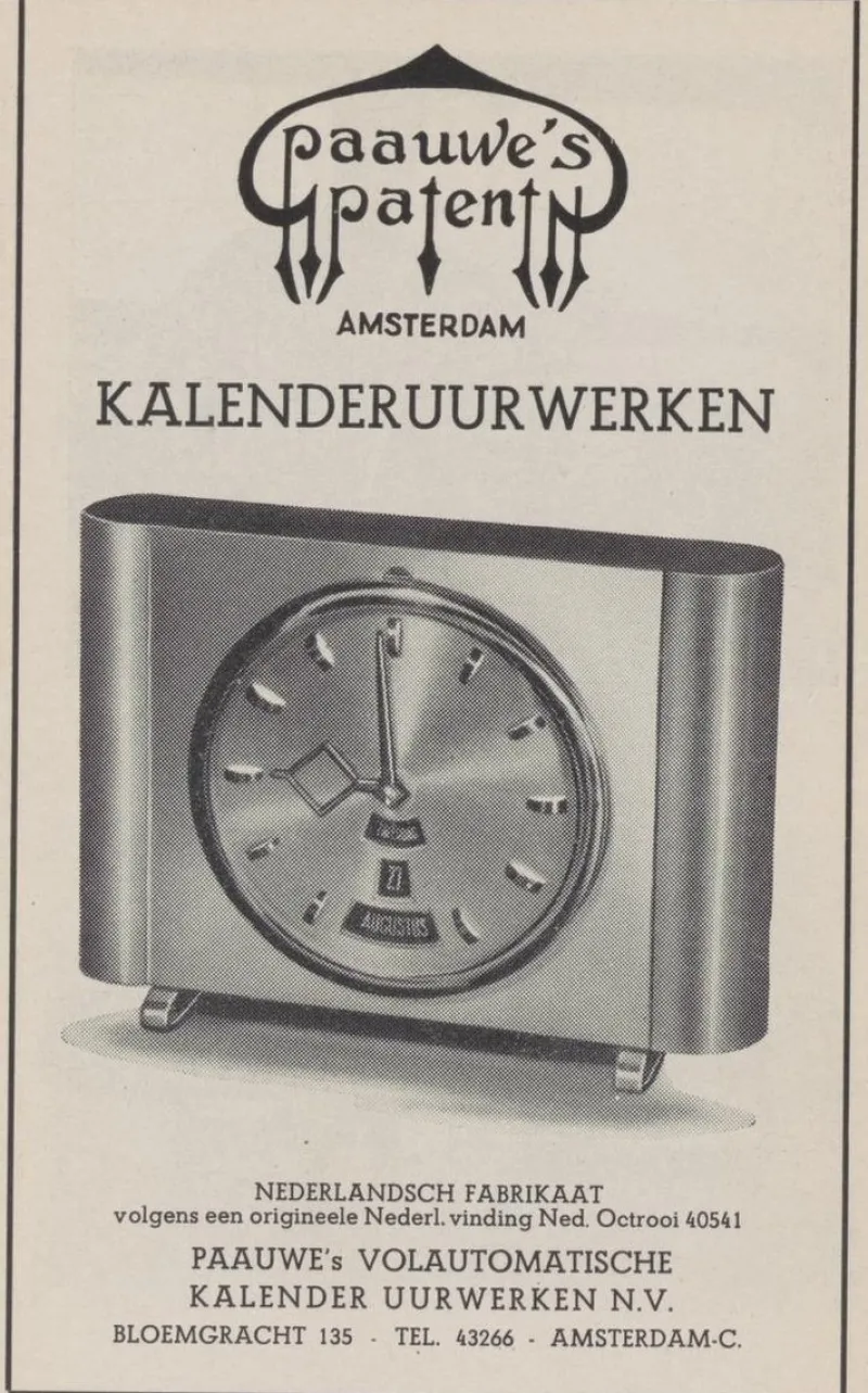 Pamono Modernist Wall Clock by Paauwe Amsterdam, 1930s> Clocks