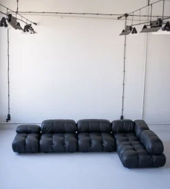 Pamono Modular Cameleonda Sofa in Black Leather by Mario Bellini for B&B Italia, 1970s, Set of 8><noscript><img width=