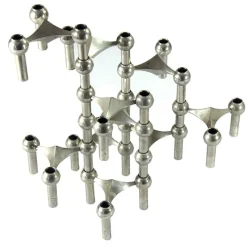 Pamono Modular Candleholders attributed to W. Stoff & H. Nagel for Bayerische Metall Fabrik, 1970s, Set of 10