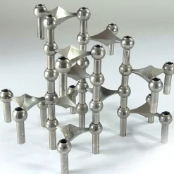Pamono Modular Candleholders attributed to W. Stoff & H. Nagel for Bayerische Metall Fabrik, 1970s, Set of 10