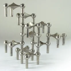 Pamono Modular Candleholders attributed to W. Stoff & H. Nagel for Bayerische Metall Fabrik, 1970s, Set of 10