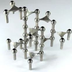 Pamono Modular Candleholders attributed to W. Stoff & H. Nagel for Bayerische Metall Fabrik, 1970s, Set of 10