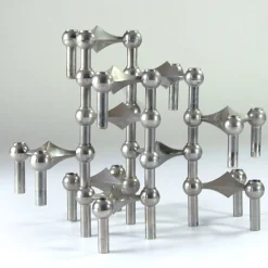 Pamono Modular Candleholders attributed to W. Stoff & H. Nagel for Bayerische Metall Fabrik, 1970s, Set of 10