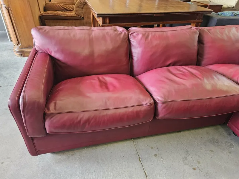 Pamono Modular Corner Sofa in Bordeaux Leather from Poltrona Frau, Italy, 1970s, Set of 3