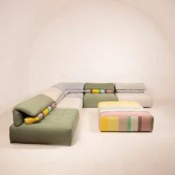Pamono Modular Immobile Journey Sofa Modules from Studio Roche Bobois X Kenzo, 1990s, Set of 6><noscript><img width=