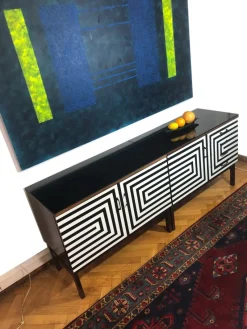 Best Pamono Modular Sideboard with Op Art Motif, 1970s, Set of 2