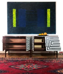 Best Pamono Modular Sideboard with Op Art Motif, 1970s, Set of 2