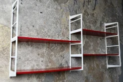 Best Pamono Modular Wall Shelf in Red and White, 1970s