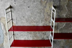 Best Pamono Modular Wall Shelf in Red and White, 1970s