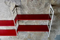Best Pamono Modular Wall Shelf in Red and White, 1970s