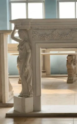 Outlet Pamono Monumental Neoclassical Hand-Carved Marble Fireplace Mantle