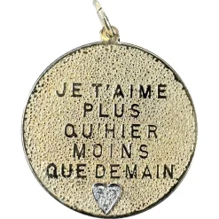 Pamono More Than Yesterday Diamond Heart 14k Yellow Gold Love Charm Pendant by Merrin, 1960s> Necklaces