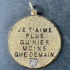 Pamono More Than Yesterday Diamond Heart 14k Yellow Gold Love Charm Pendant by Merrin, 1960s> Necklaces