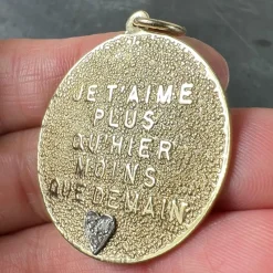 Pamono More Than Yesterday Diamond Heart 14k Yellow Gold Love Charm Pendant by Merrin, 1960s><noscript><img width=