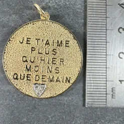 Pamono More Than Yesterday Diamond Heart 14k Yellow Gold Love Charm Pendant by Merrin, 1960s><noscript><img width=