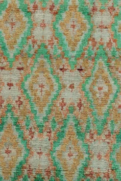 Pamono Moroccan Style Rug in Green and Gold Diamond Patterns from R&K Principal Jahanshah Nazmiyal><noscript><img width=