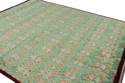 Pamono Moroccan Style Rug in Green and Gold Diamond Patterns from R&K Principal Jahanshah Nazmiyal><noscript><img width=