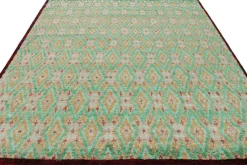 Pamono Moroccan Style Rug in Green and Gold Diamond Patterns from R&K Principal Jahanshah Nazmiyal><noscript><img width=