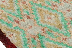 Pamono Moroccan Style Rug in Green and Gold Diamond Patterns from R&K Principal Jahanshah Nazmiyal><noscript><img width=
