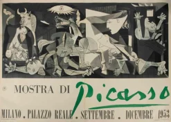 Pamono Mostra di Picasso Exhibition Poster Depicting Guernica after Picasso, 1953> Wall Decor|Posters