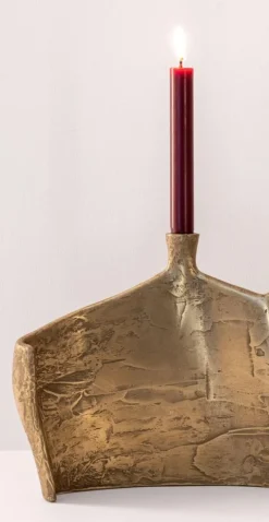 Pamono Motionless Light Double Candelabrum in Brass Resin by Atelier Ellery><noscript><img width=